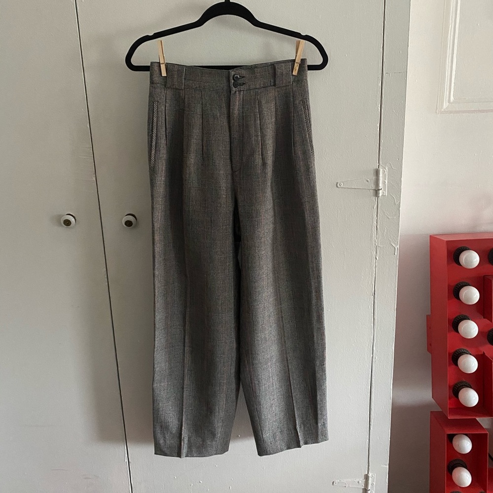 High waist wide leg wool pants